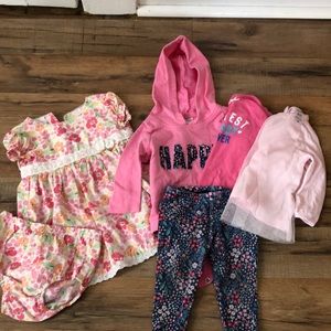 Carters Baby Girl Lot 6 months dress, onesie pants